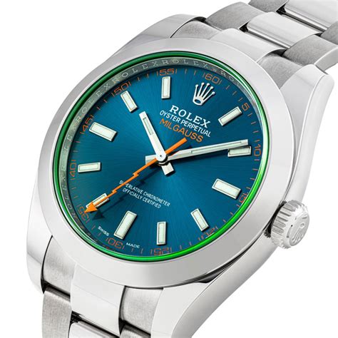 rolex milgauss steel blue dial|rolex milgauss blue review.